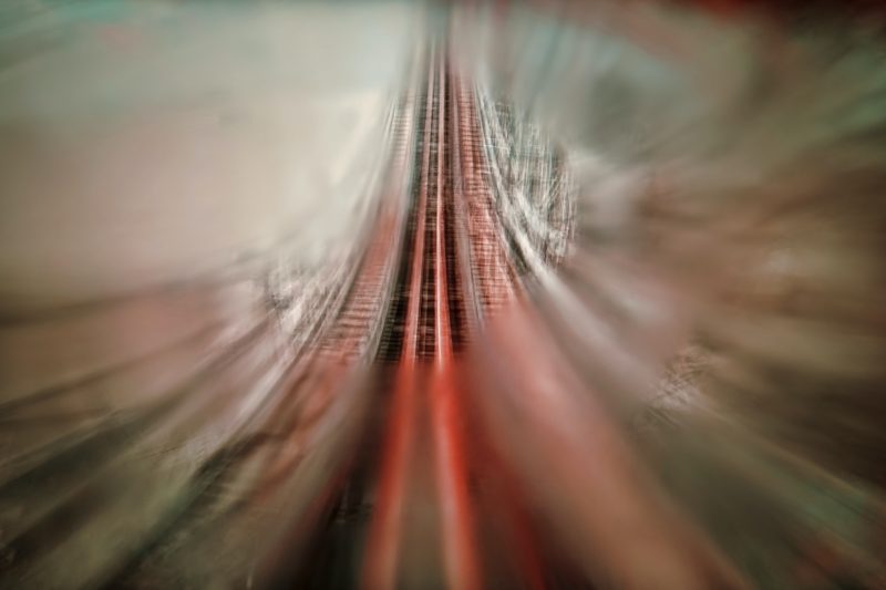 POV on a rollercoaster, blurred to indicate speed and motion